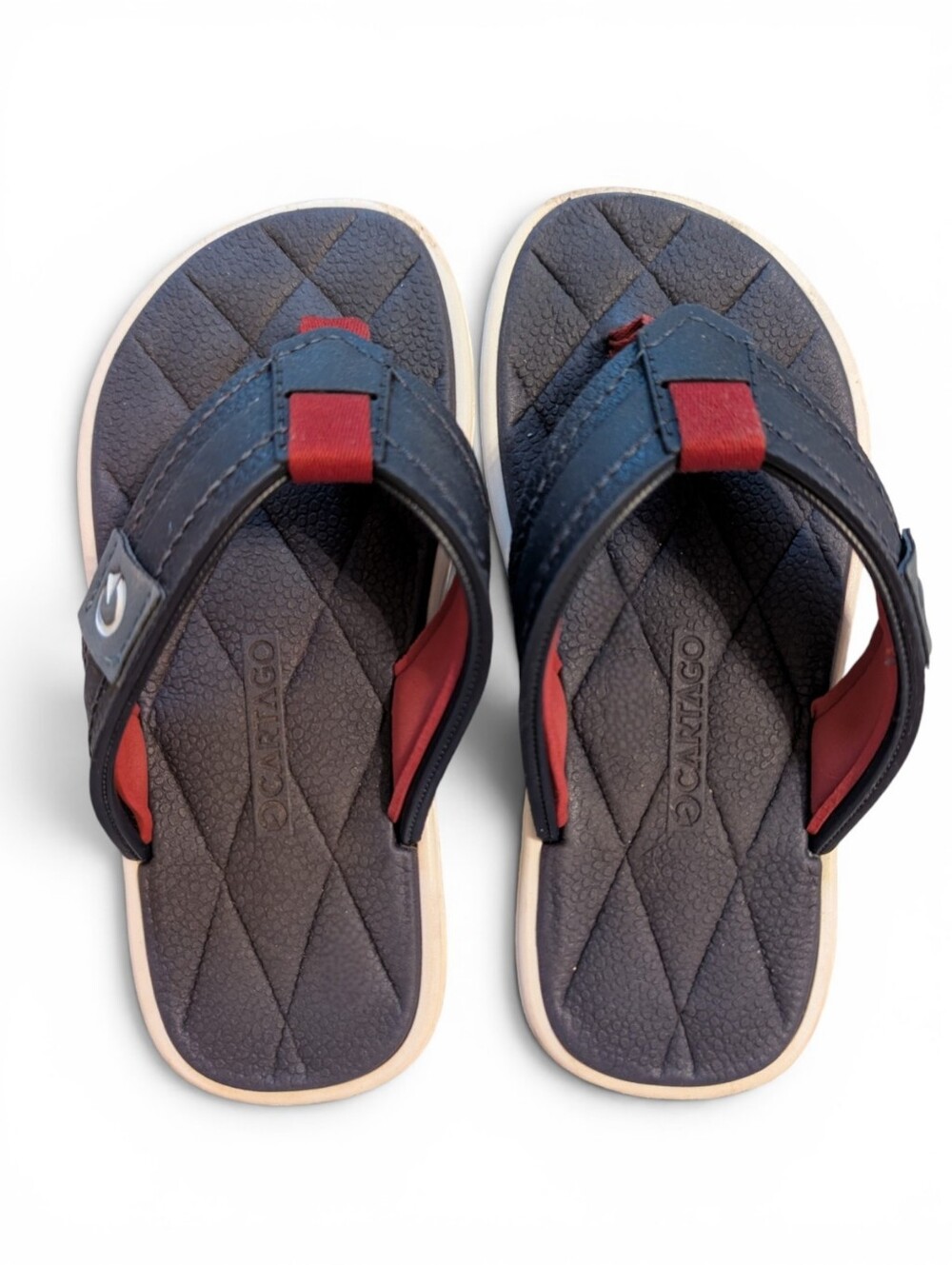 Cartago Kid Brazilian Flip Flop Cushioned Sandals Navy Red Toddler Pool Size 11